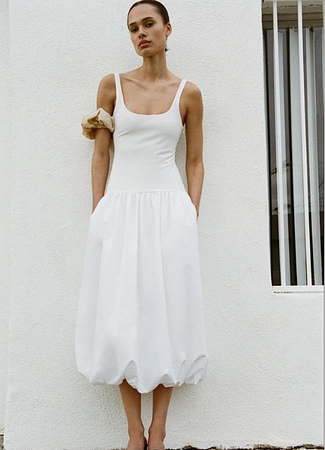 Imagen - Vestido globo en blanco de Zara/ZARA