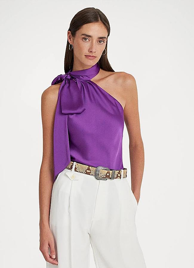 Imagen - Top satinado con un hombro y detalle de lazo