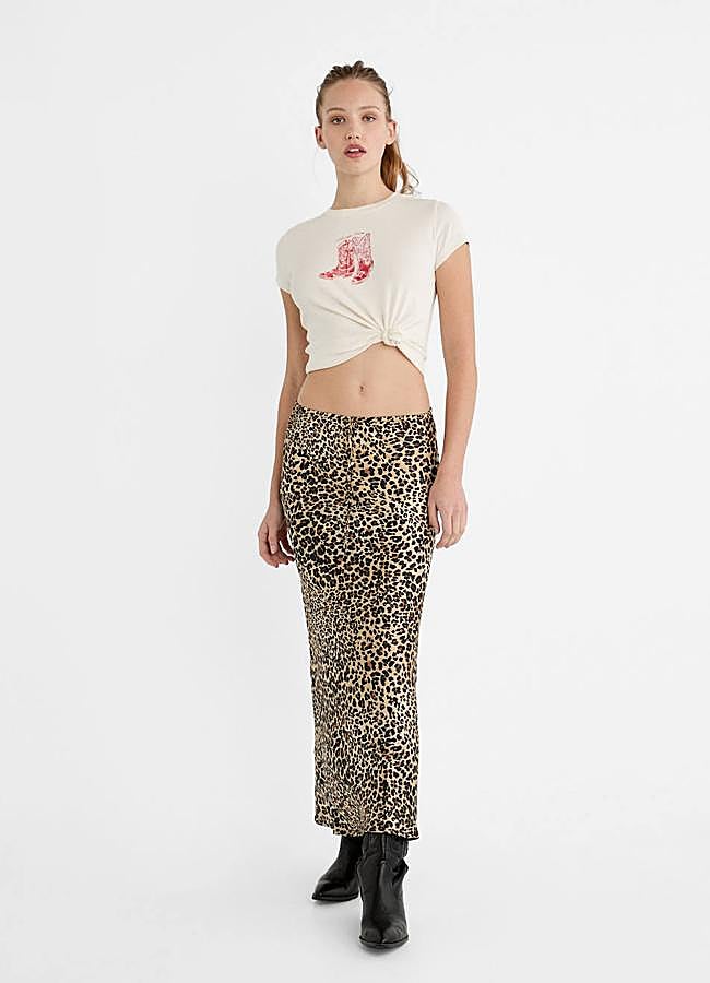 Imagen - Falda de leopardo en tejido satinado