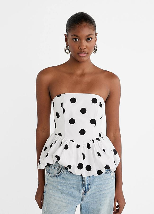 Imagen - Blusa palabra de honor con print de lunares