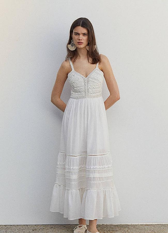 Imagen - Vestido blanco largo con detalles de crochet