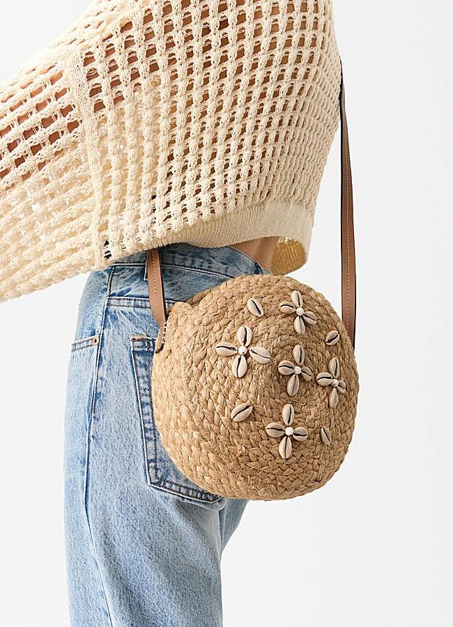 Imagen - Bolso de rafia circular con conchas