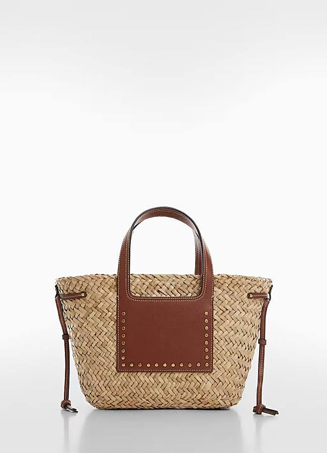 Imagen - Capazo de rafia con detalles efecto piel