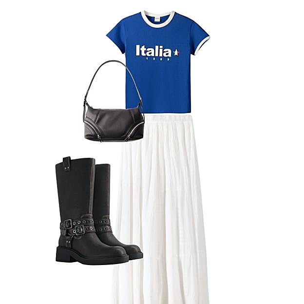 Look con falda blanca y prendas de Bershka