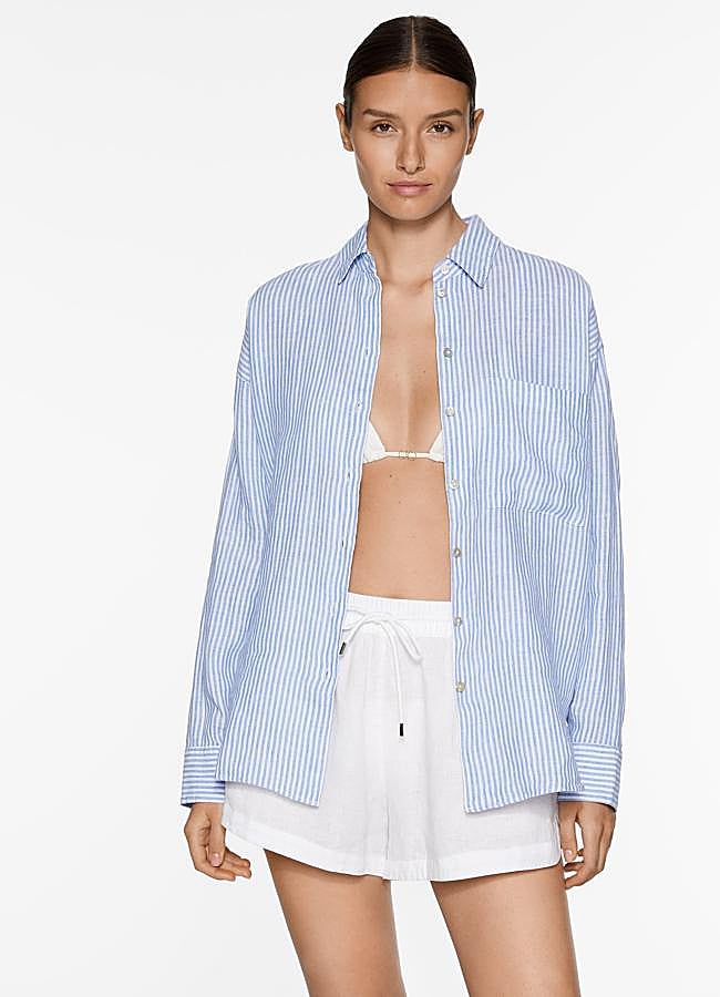 Imagen - Camisa con estampado de rayas en lino de Oysho.