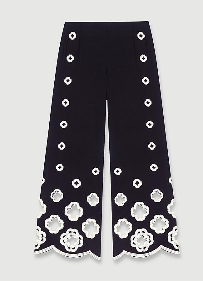 Imagen - Pantalón fluido con acabado de ganchillo de Maje.