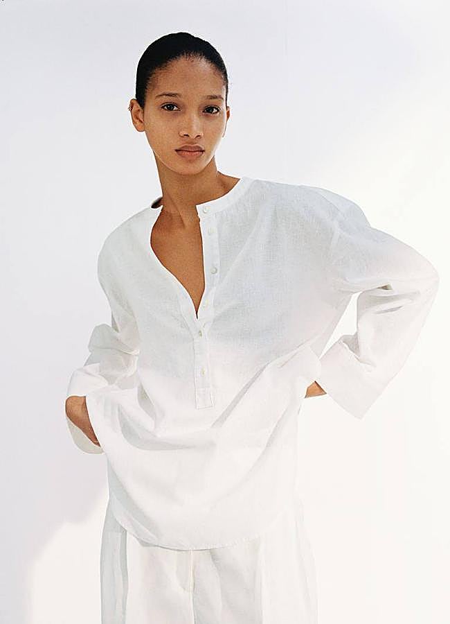 Imagen - Camisa de lino con cuello mao