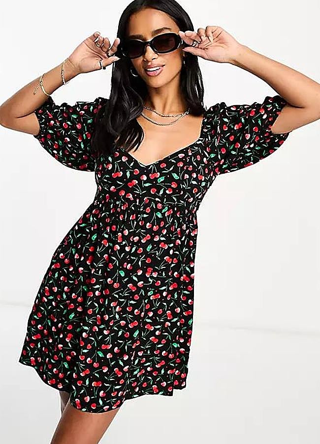 Imagen - Vestido babydoll con estampado de cerezas