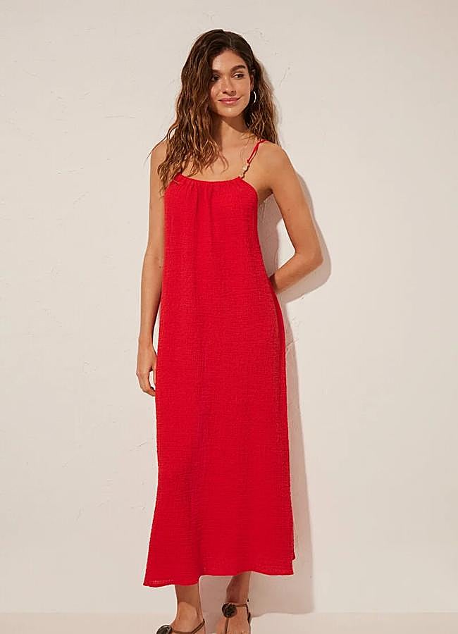 Imagen - Vestido maxi con textura en rojo de Women'secret.