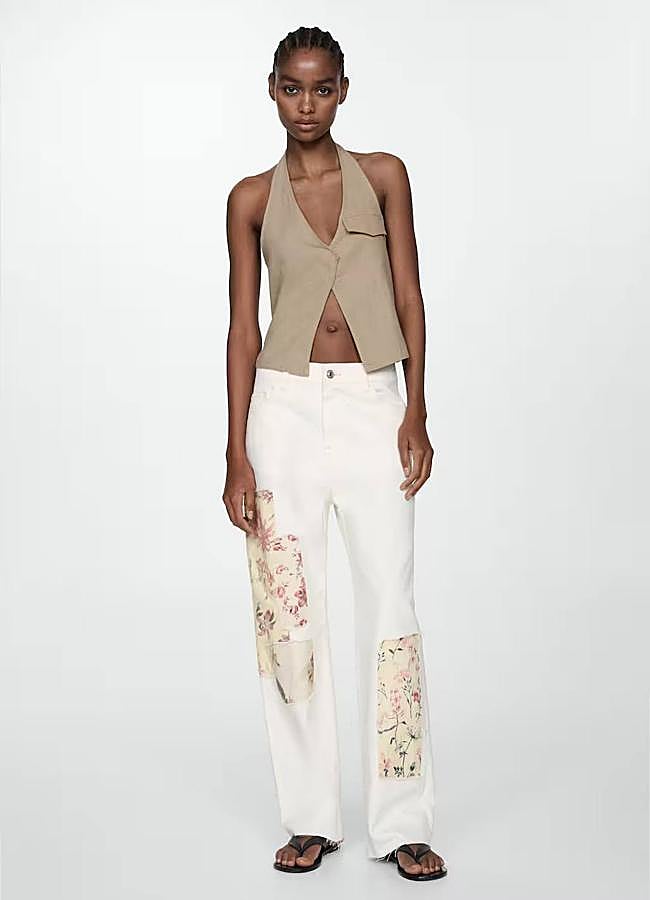 Imagen - Pantalones vaqueros con parches en estampado de flores