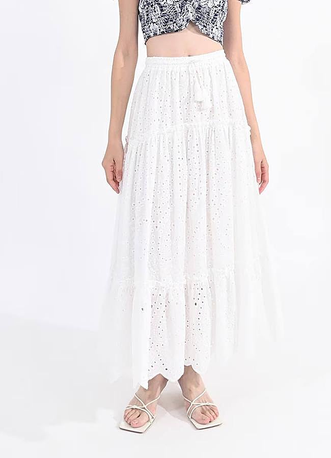 Imagen - Falda blanca bordada con festoneados