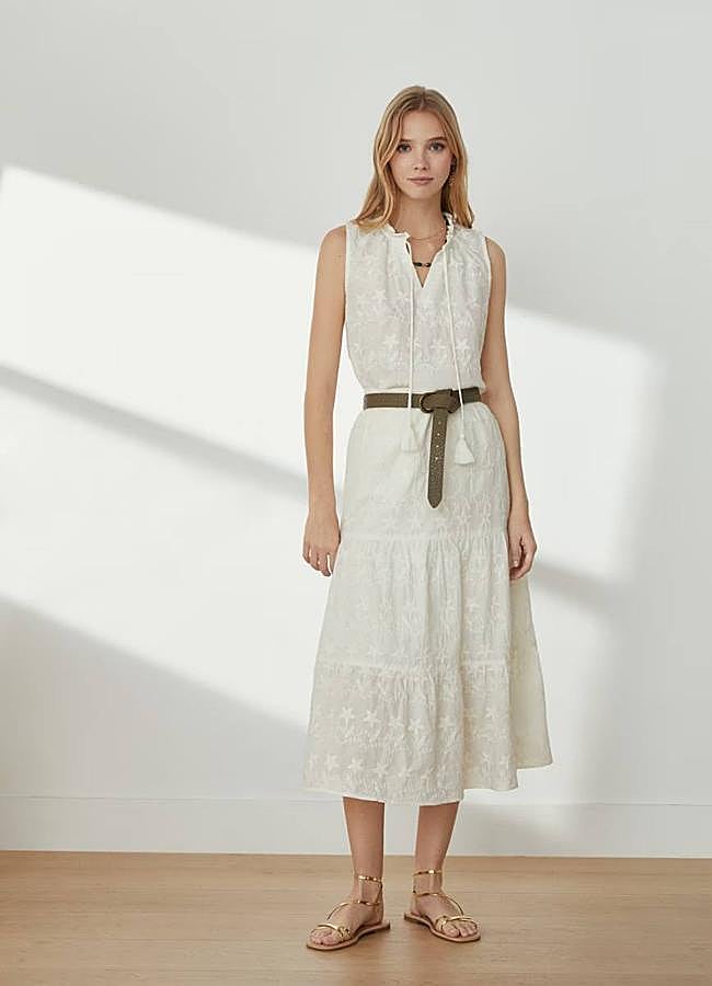 Imagen - Falda blanca bordada midi