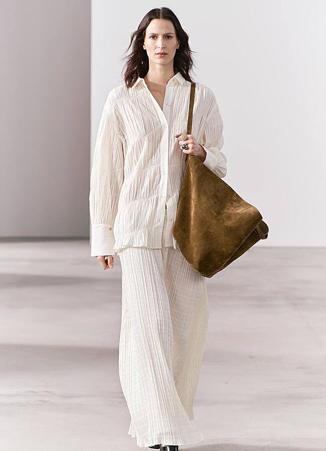 Imagen - Falda larga en tejido plisado color blanco