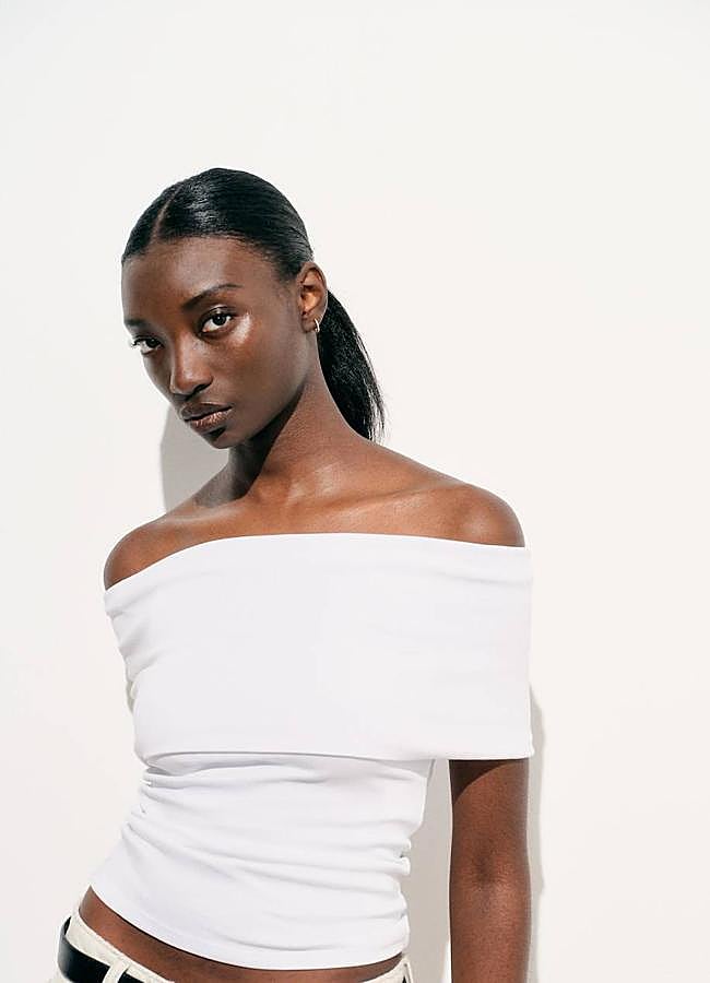 Imagen - Camiseta blanca con escote bardot