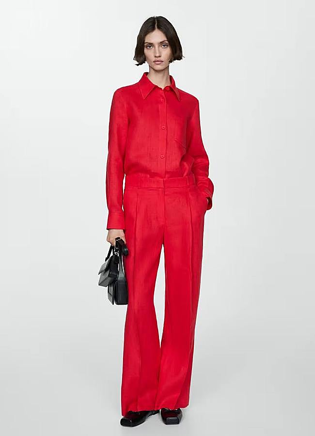 Imagen - Pantalones rojos anchos de lino