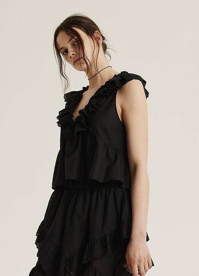 Imagen - Top negro bordado con volantes