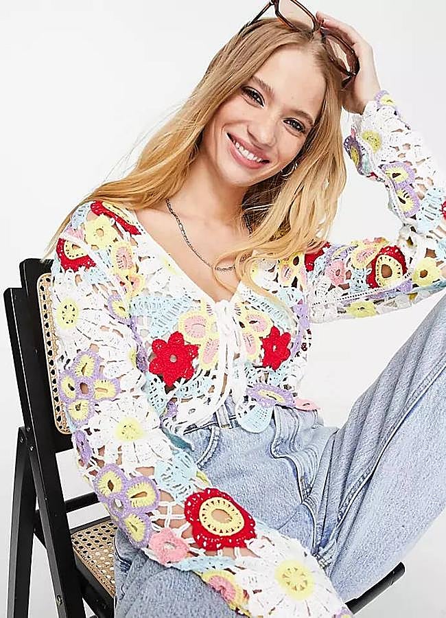 Imagen - Cárdigan de crochet con flores