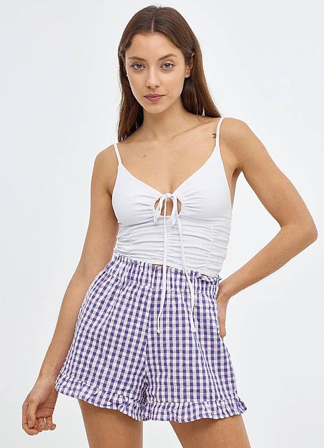 Imagen - Pantalones cortos de volantes con estampado de vichy