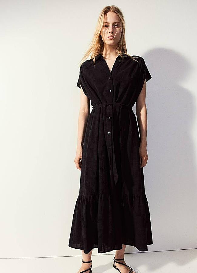 Imagen - Vestido negro midi estilo camisero