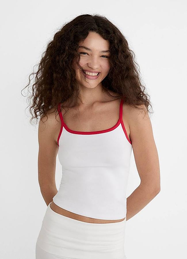 Imagen - Camiseta con ribetes a contraste en rojo y blanco