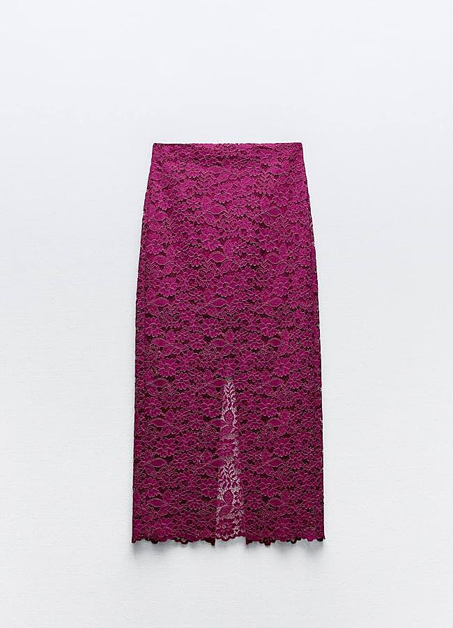 Imagen - Falda violeta en tejido de encaje