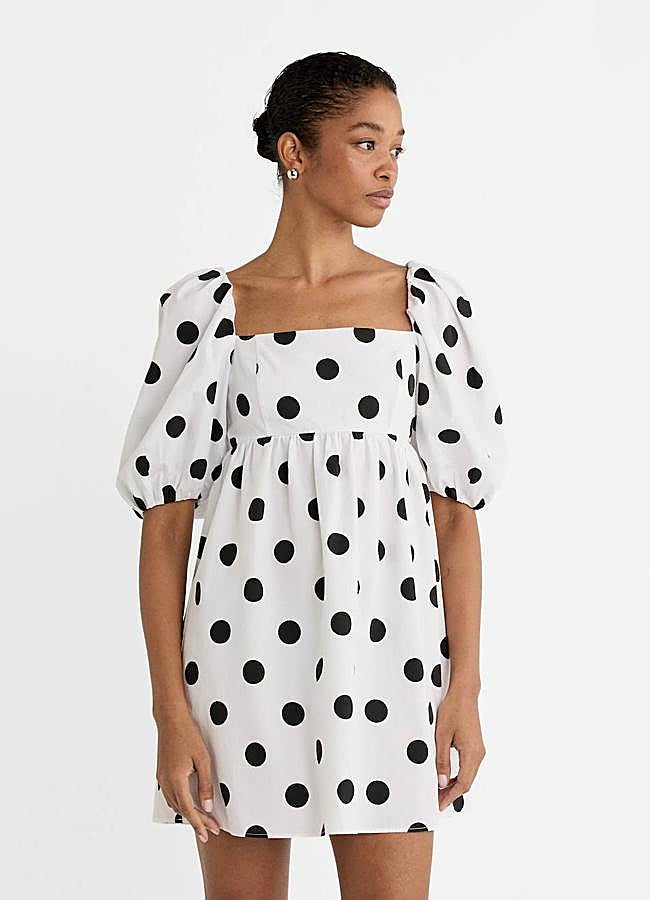 Imagen - Vestido corto de lunares con manga abullonada