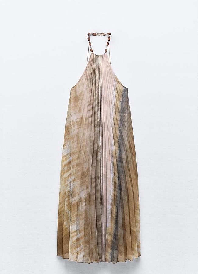Imagen - Vestido plisado con cuello halter de Zara.