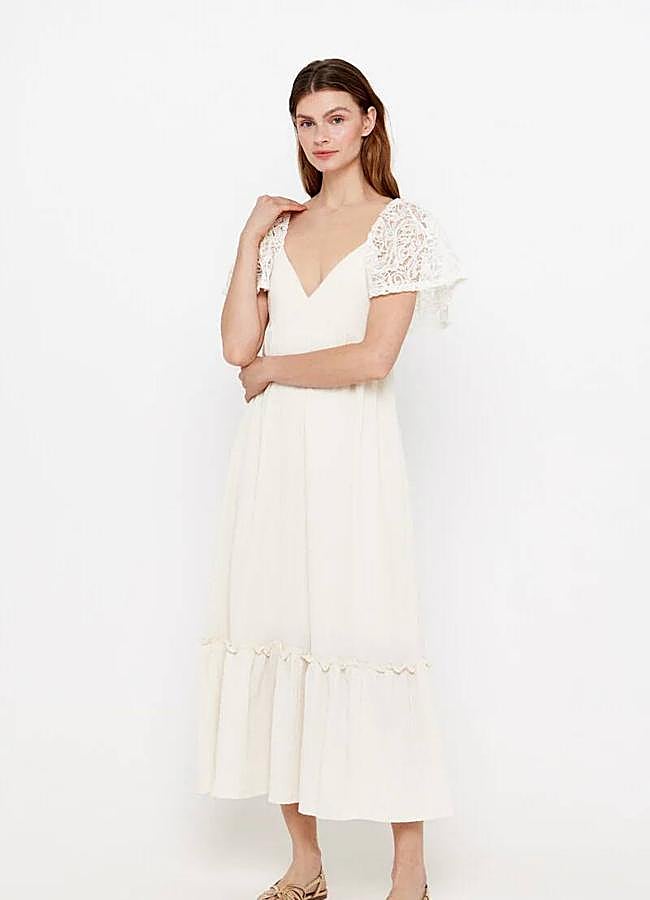 Imagen - Vestido midi blanco con encaje