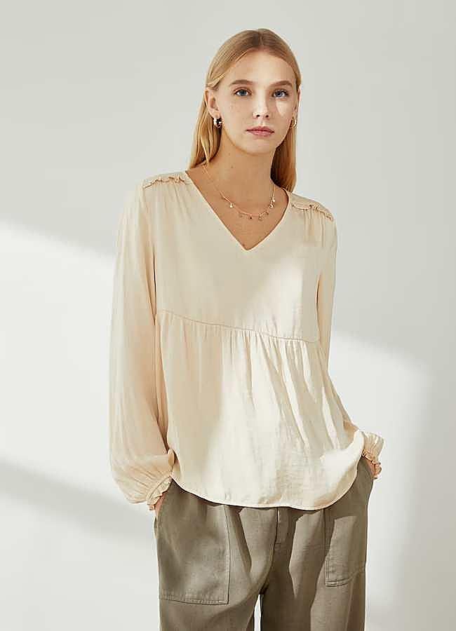 Imagen - Blusa de manga larga y escote de pico de Southern Cotton