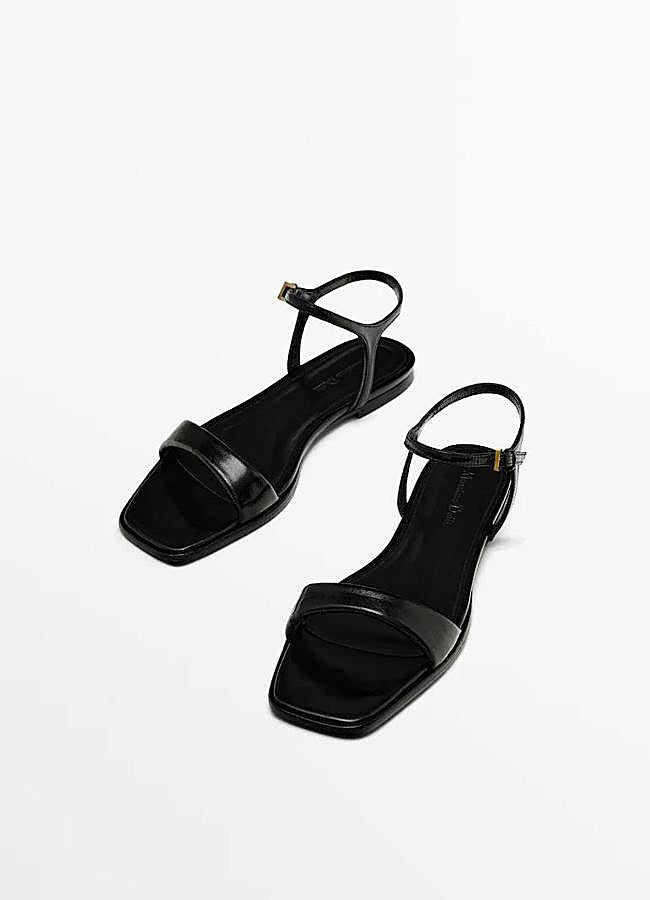 Imagen - Sandalias planas de piel color negro