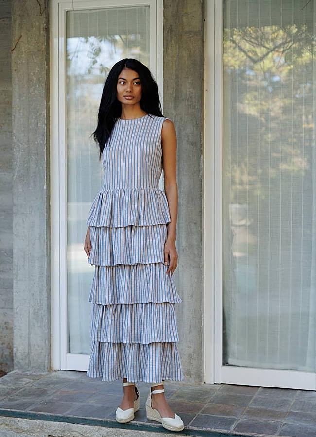 Imagen - Vestido de volantes con estampado de rayas