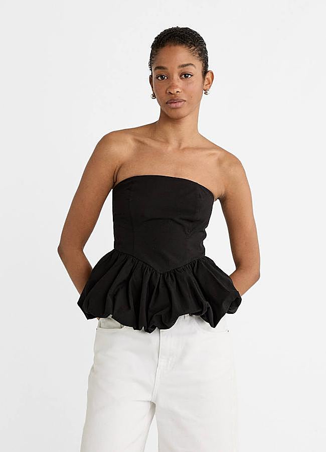 Imagen - Top palabra de honor de popelín tipo globo