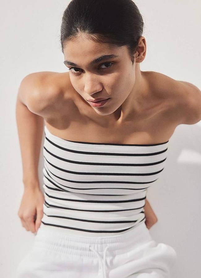 Imagen - Top palabra de honor con estampado de rayas