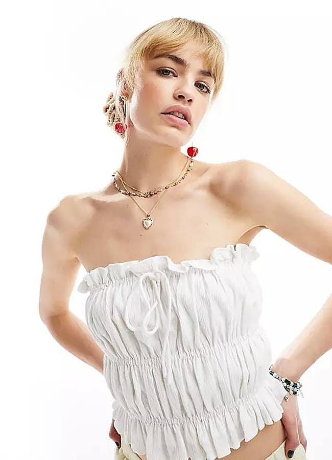 Imagen - Top palabra de honor arrugado color blanco