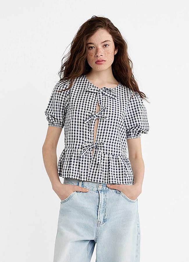 Imagen - Blusa de manga corta con estampado vichy