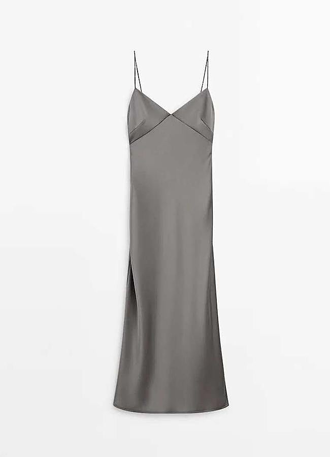 Imagen - Vestido satinado de tirantes con brillos de Massimo Dutti (99,95€)