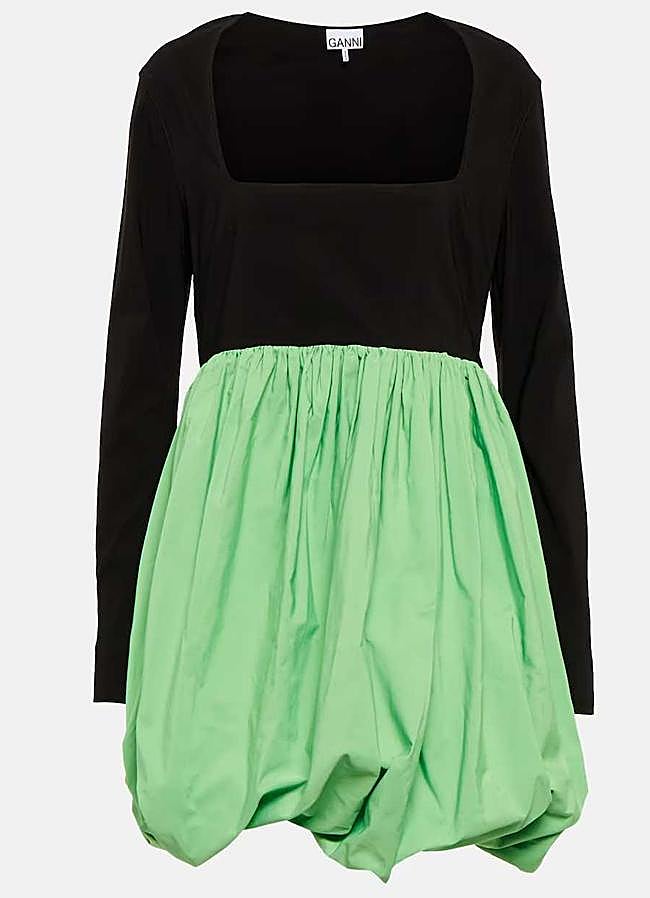 Imagen - Vestido corto de tafetán con falda globo de Ganni (150€)