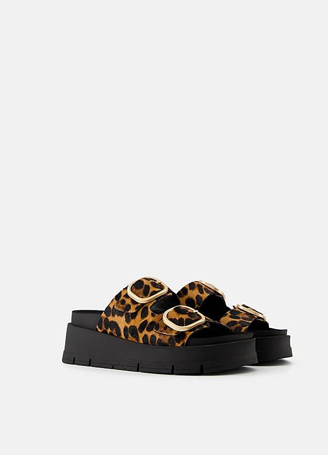 Imagen - Sandalias con plataforma plana de leopardo