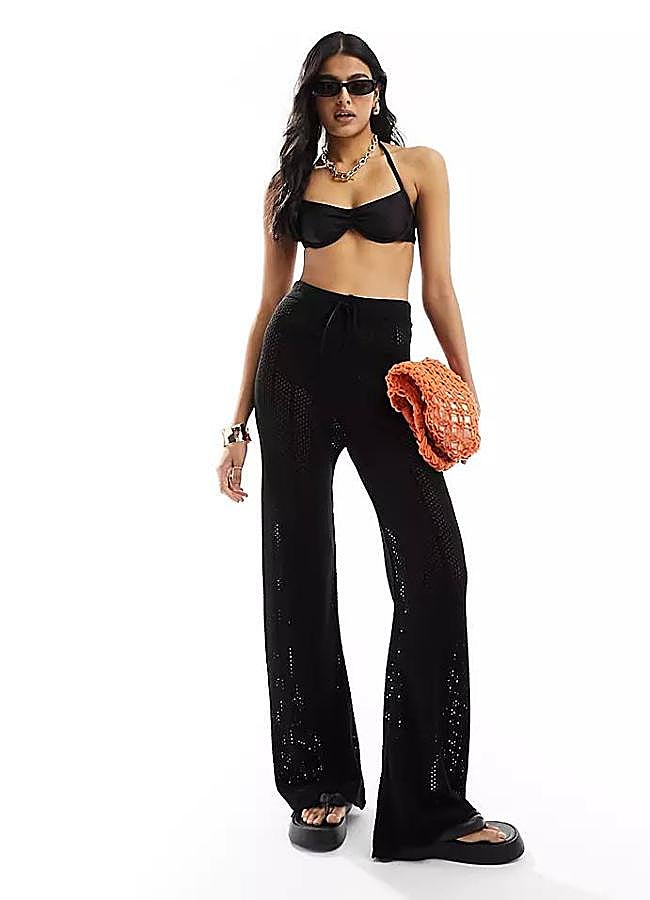 Imagen - Pantalones de punto calado color negro