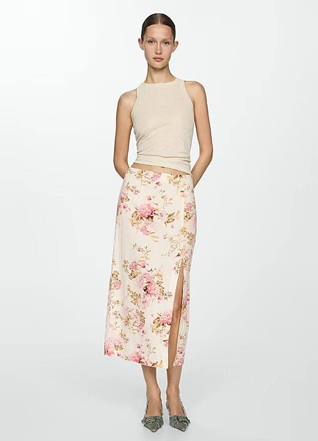 Imagen - Falda con estampado floral midi