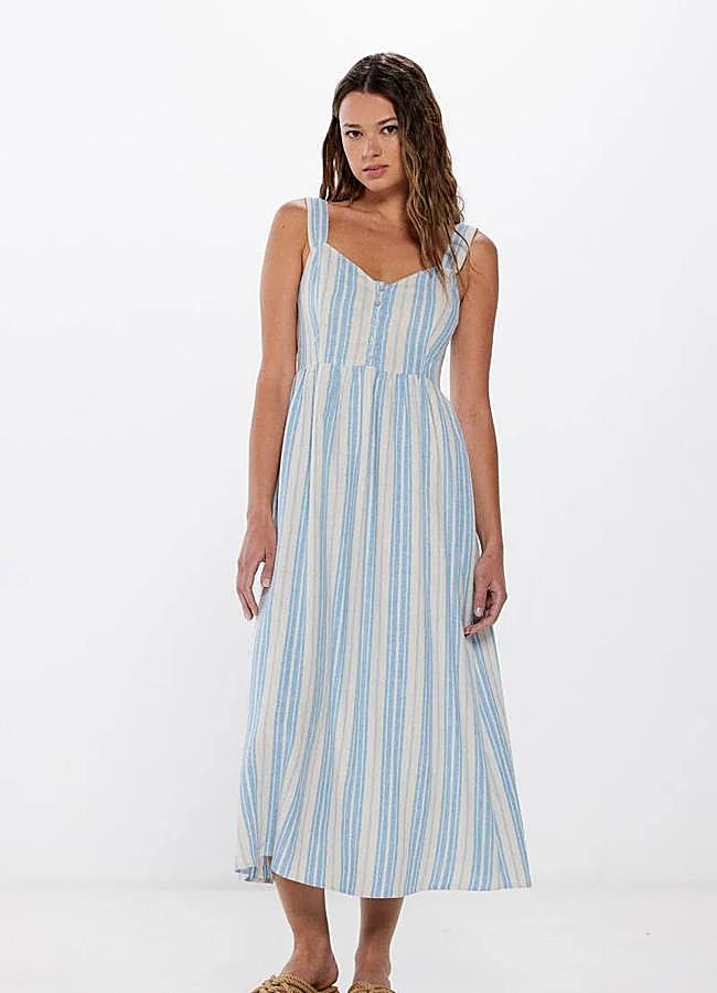 Imagen - Vestido midi de lino con rayas