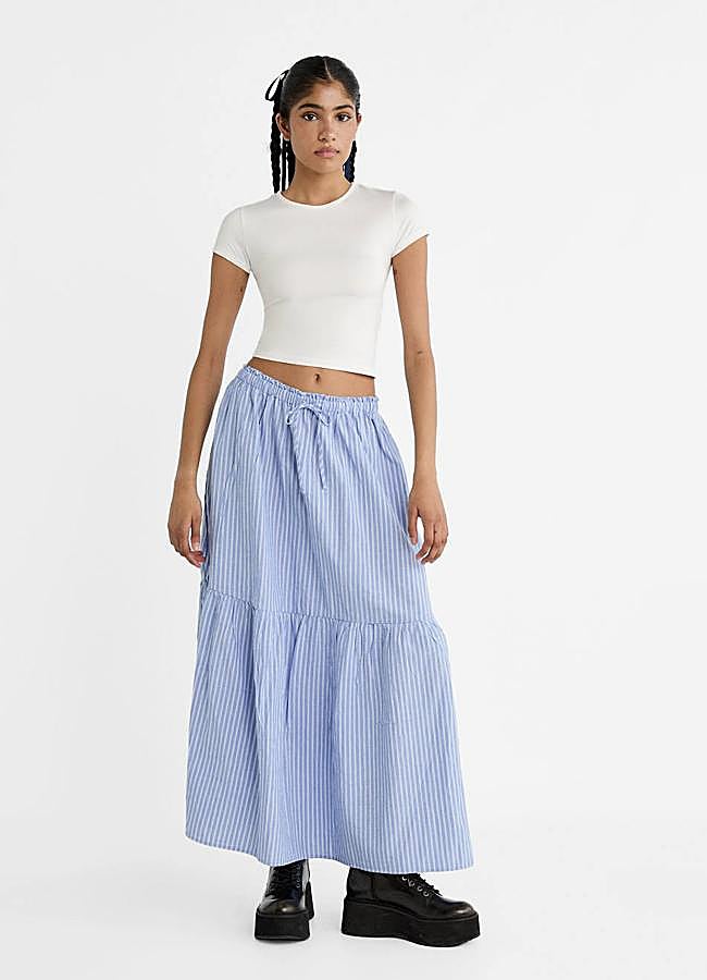 Imagen - Falda larga amplia con estampado de rayas