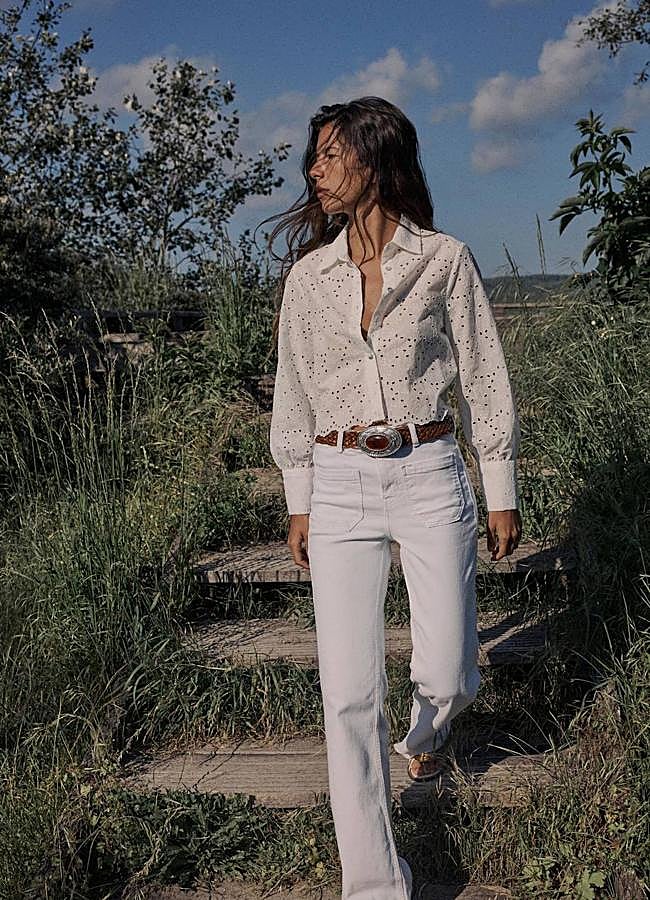 Imagen - Vaqueros flare blancos