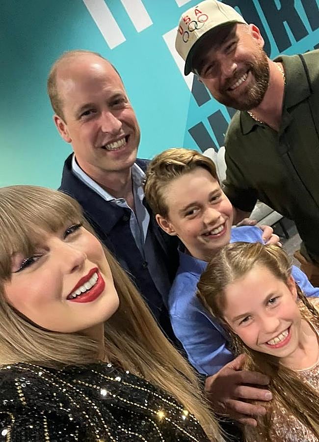 Imagen - Taylor Swift y su novio Travis Kelce, junto al príncipe Guillermo y sus hijos. (Instagram)