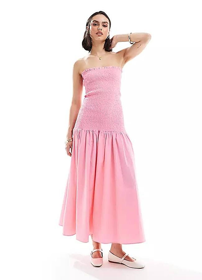 Imagen - Vestido palabra de honor con elástico nido de abeja