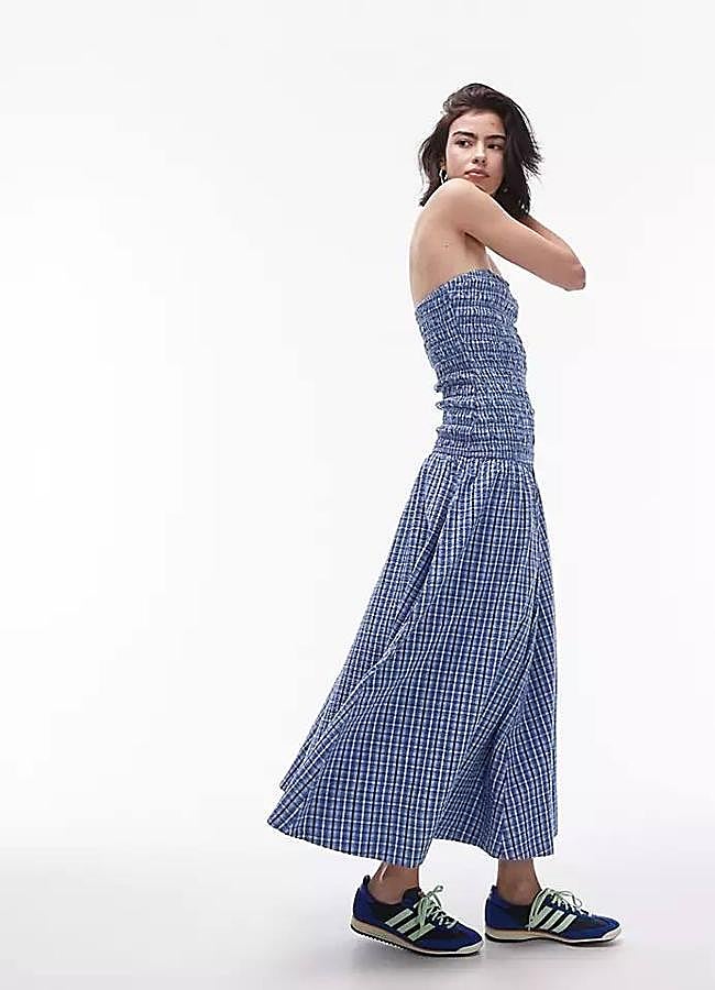 Imagen - Vestido palabra de honor con estampado vichy