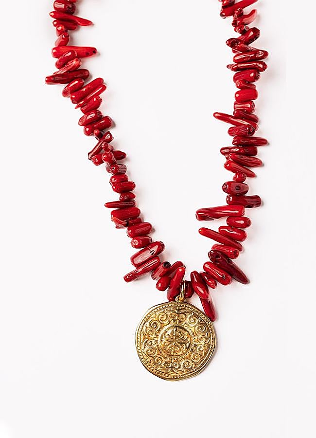 Imagen - Collar corales medalla rojo de Two June (27,20€)