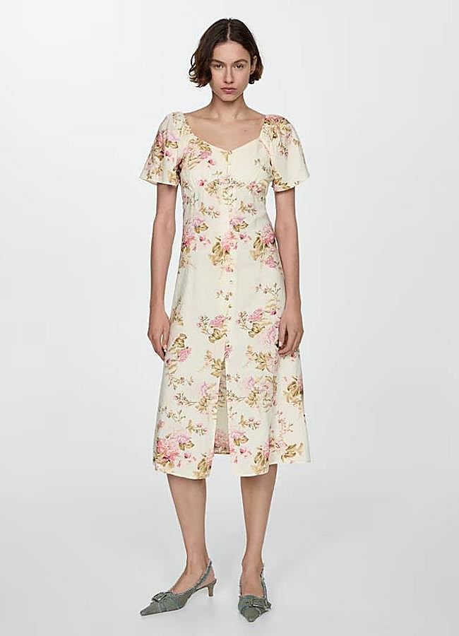 Imagen - Vestido midi de lino con estampado de flores