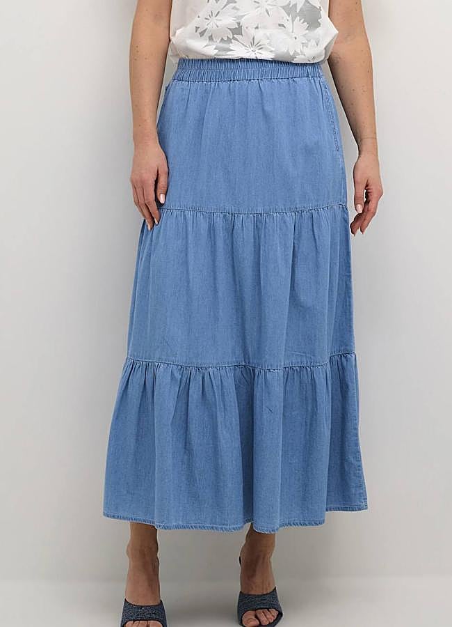 Imagen - Falda fluida larga denim