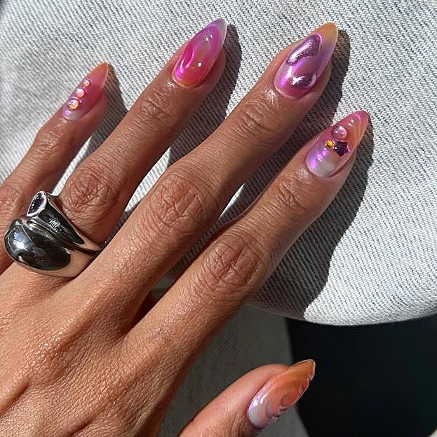 Sunset nails versión manicura 3D